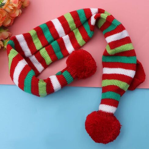 POPETPOP Dog Christmas Scarf - Dog Santa Scarf - Warm Striped Pet Winter Christmas Holiday Scarf in Green and Red for Dog Cat Pet Xmas Costume Accessories - Size M in Saudi Arabia
