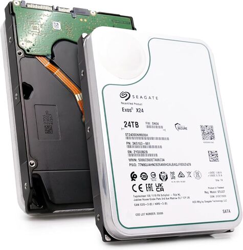 محرك الأقراص الصلبة Seagate Exos X24 سعة 24 تيرابايت محرك الأقراص الصلبة SATA 6 جيجابايت/ثانية 512 ميجابايت كاش 7200 دورة في الدقيقة 512e CMR هيليوم محرك أقراص ثابتة 3.5 بوصة ST24000NM000H (متجدد) in Saudi Arabia