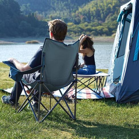 TIMBER RIDGE Oversized Folding Camping Chair for Adults, Support 550 LBS Heavy Duty with Cup Holder Side Pocket for Camping, Lawn, Picnic, 2 Pack(Navy) in Saudi Arabia