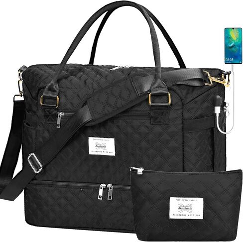 حقيبة سفر من Leathario للنساء والرجال، حقيبة رياضية من القماش الخشن، حقيبة كبيرة لصالة الألعاب الرياضية مع حجرة للأحذية وجيب مبلل، مجموعة من قطعتين in Kuwait