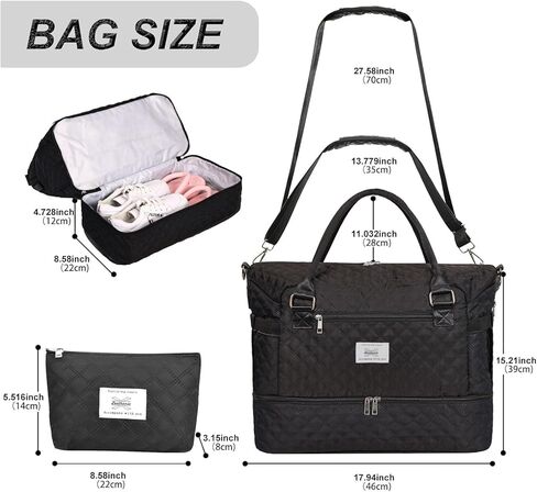 حقيبة سفر من Leathario للنساء والرجال، حقيبة رياضية من القماش الخشن، حقيبة كبيرة لصالة الألعاب الرياضية مع حجرة للأحذية وجيب مبلل، مجموعة من قطعتين in Kuwait