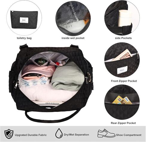 حقيبة سفر من Leathario للنساء والرجال، حقيبة رياضية من القماش الخشن، حقيبة كبيرة لصالة الألعاب الرياضية مع حجرة للأحذية وجيب مبلل، مجموعة من قطعتين in Kuwait