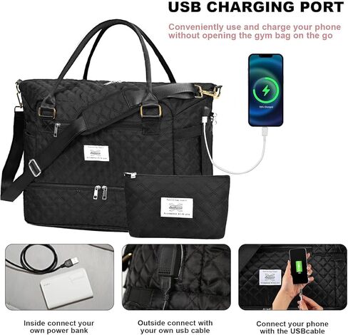 حقيبة سفر من Leathario للنساء والرجال، حقيبة رياضية من القماش الخشن، حقيبة كبيرة لصالة الألعاب الرياضية مع حجرة للأحذية وجيب مبلل، مجموعة من قطعتين in Kuwait