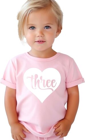 Olive Loves Apple Third Birthday Shirt for Girls Three in Heart 3rd Birthday Outfit for Toddler Girls in Saudi Arabia