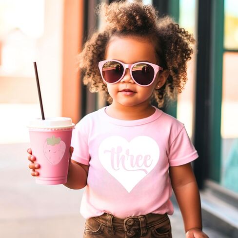 Olive Loves Apple Third Birthday Shirt for Girls Three in Heart 3rd Birthday Outfit for Toddler Girls in Saudi Arabia