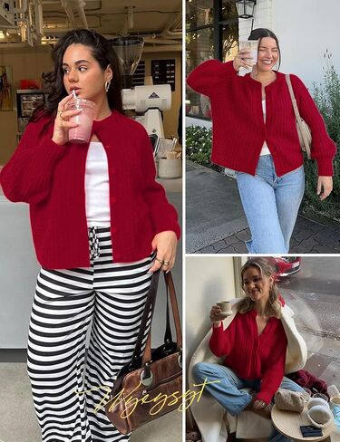 Wyeysyt Womens Cardigan Sweater Button Down Long Sleeve Chunky Soft Knit Sweater Fall Open Front Loose Casual Cardigan Coat in Kuwait