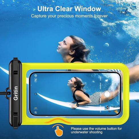 Gritin Waterproof Phone Pouch,[2 Pack]IPX8 Universal Waterproof Phone Case Dry Bag for Swimming, Adjustable Lanyard Underwater Phone Case for iPhone 15 14 13,Galaxy and Phones up to 7.2"-Black+Yellow in Saudi Arabia