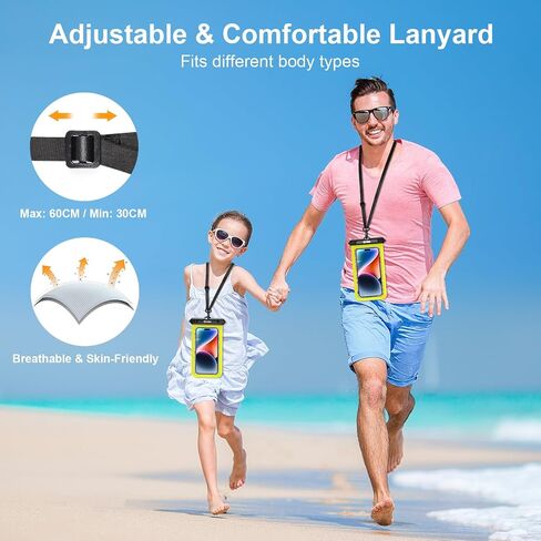 Gritin Waterproof Phone Pouch,[2 Pack]IPX8 Universal Waterproof Phone Case Dry Bag for Swimming, Adjustable Lanyard Underwater Phone Case for iPhone 15 14 13,Galaxy and Phones up to 7.2"-Black+Yellow in Saudi Arabia