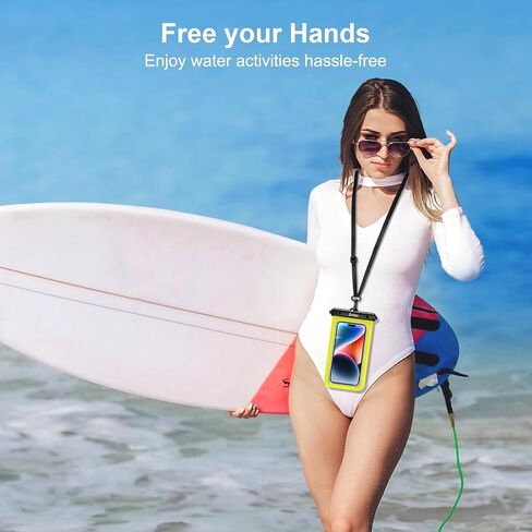 Gritin Waterproof Phone Pouch,[2 Pack]IPX8 Universal Waterproof Phone Case Dry Bag for Swimming, Adjustable Lanyard Underwater Phone Case for iPhone 15 14 13,Galaxy and Phones up to 7.2"-Black+Yellow in Saudi Arabia
