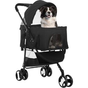 عربة أطفال FDW للحيوانات الأليفة 3 في 1 متعددة الوظائف للكلاب، عربة للركض مع حامل قابل للفصل، عربة سفر خفيفة الوزن للحيوانات الأليفة الصغيرة والمتوسطة الحجم (رمادي، 4 عجلات) in Kuwait