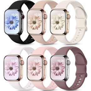 6 Pack Watch Bands Compatible with Apple Watch Bands Series10 40mm 38mm 41mm 42mm 44mm 45mm 46mm 49mm,Silicone Waterproof Strap for iWatch Series 9 Ultra 8 7 6 5 4 3 2 1 SE Women Men