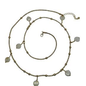 | Dainty 14k Gold Beads and Mother of Pearls Beads Belly Chains, Womens Waist Beads, Gold Bikini Jewelry, Underwear Body Jewelry, Beach Chains