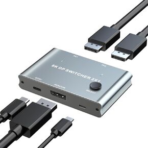 8K DisplayPort Splitter MST 1 in 3 out, 8K@60Hz Displayport Multi-Monitor Adapter Splitter, 1 in 3 Out Video Converter with MST Function, Support Extend and Mirror Mode