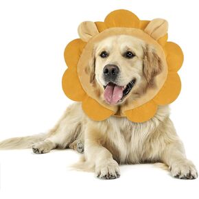 IEUUMLER Inflatable Recovery Dog Collar, Protective Donut Cone, Adjustable Soft Collar for Dog and Cat After Surgery Prevent from Biting & Scratching EU002 - Brown Lion XL