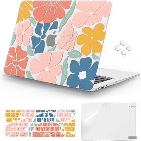 iCasso Compatible with MacBook Air 13 inch Case (Release 2010-2017 Older Version), Hard Shell Plastic Protective Case & Keyboard Cover Only for MacBook Air 13 Model A1369/A1466, Colorful Flower