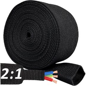 20 FT 1 inch 2:1 Heat Shrinkable Braided Sleeving Heat Shrink Sleeve Abrasion Protection Flexibility Wiring Harness Cable Sheath Tubing