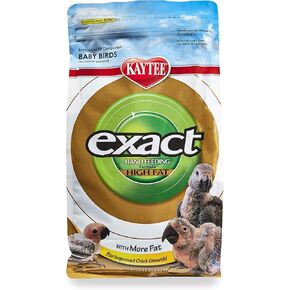 Kaytee Exact Hand Feeding High Fat Formula Pet Bird Baby Food For Parrots, Parakeets, Lovebirds, Cockatiels, Conures, Cockatoos, and Macaws, 5 Pound