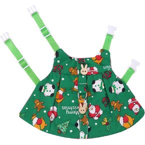 Mogoko Christmas Rabbit Harness with Leash, Cute Green Dress Christmas Costumes and Lead Set for Rabbit Ferret Guinea Pig Kitten Small Animals