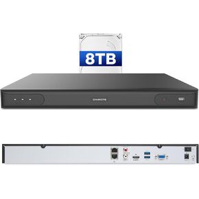 ONWOTE 32 Channel NVR with 8TB Hard Drive, 32CH 6K 12MP/ 8MP/ 6MP/ 5MP Input, 32CH NVR IP Security Video Audio Recorder, 4 Storage Bays Support 40TB, 16CH Synchronous Playback, 4K HDMI Output