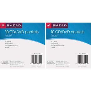 Smead : Self-Adhesive Vinyl CD/Diskette Pockets with Nonglare Front, Clear, 10 per Pack -:- Sold as 2 Packs of - 10 - / - Total of 20 Each