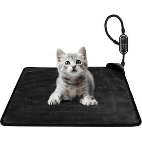 Pet Heating Pad for Dog&Cat, Electric Heated Pet Mat with 3 Temperature & 3 Timers, Automatic Induction Heated Pet Bed, Cat Heating Pad with Chew Resistant Cord (17.7" x 17.7")
