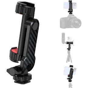 MAIRAN Phone Tripod Mount,Universal Smartphone Holder Adapter with Dual Cold Shoe Mounts, 1/4" Standard Screw 360° Rotation Adjustable Clip for iPhone, Android Cell Phone, Selfie Stick, Camera Stand
