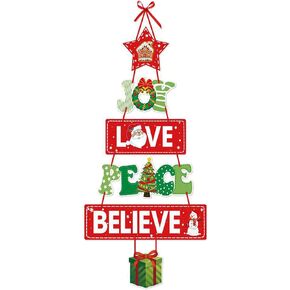 Snowman Decor Snowman Wall Art red and green Christmas Door Wall Decor Merry Christmas Sign Christmas Door Hanging Sign for Porch Home Front door Indoors Outdoors Mailbox Decorations