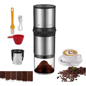 Electric Burr Coffee Grinder,Toycol Portable Cordless Rechargeable Espresso Coffee Bean Grinder,USB Battery Travel Car Coffee Maker with 15 Fine to Coarse Grind Settings for Home Use (Black)
