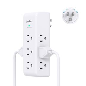 Surge Protector Outlet Extender with Rotating Plug, 9 AC Multi Plug Wall Outlet Expander, 1800J Wall Charger, 3-Sided Power Strip Electrical Plug Adapter Outlet Splitter for Home Office College Dorm