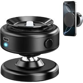360-degree Adjustable Electric Vacuum Magnetic Suction Cup Phone Mount, Hands-Free Magnetic Cell Phone Holder for Car/Gym/Mirror/Smooth Surface, Compatible with Magsafe iPhone, Black