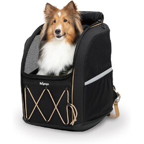 ibiyaya - Pet Carrier for Medium and Large Dogs - Champion 3-in-1 Large Dog Backpack Carrier with Water Resistant Fabric, Extra Storage, and Minimalist Folding and Storage - Jet Black