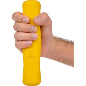 Indestructible Chew Stick - Lifetime Replacement - Aggressive Chewers, Medium Large Breed - Non-Toxic Natural Rubber Dog Toys - Yellow (Highly Visible Color for Dogs) - Tug & Fetch - 8x1.75