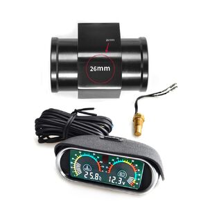 Universal 2Inch(52mm) Water Temperature Gauge with Alarm and 1/8NPT Sensor Car Digital Meter Temp 100-300F(38℃-150℃) Red Display