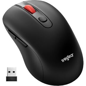 USB Mouse Wireless, 2.4G Cordless Computer Mouse with 6 Buttons, 5-Level Adjustable 4000 DPI, Ergonomic Portable Optical Computer Mice for Laptop, PC, Mac, iPad, 24-Month Battery Life (Black)