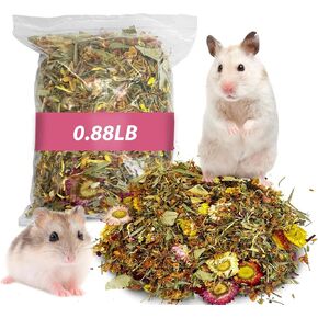 PINVNBY Hamster Bedding, Natural Dried Flower & Herb Litter, Small Pet Bedding Small Animal Bedding Mate of Hamster Bedding for Gerbils Mice Lemming Degus (Flower & Grass) (7, Ounces) in Saudi Arabia