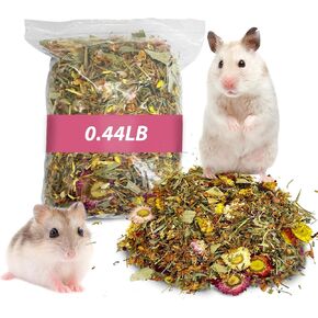 PINVNBY Hamster Bedding, Natural Dried Flower & Herb Litter, Small Pet Bedding Small Animal Bedding Mate of Hamster Bedding for Gerbils Mice Lemming Degus (Flower & Grass) (7, Ounces)