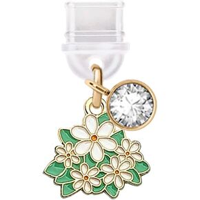 ELISE & FONDA TP335 Type-C USB Charging Port Anti Dust Plug Little Jasmine Flower Cell Phone Charm for Samsung/Huawei/OnePlus/Xiaomi/oppo Android Phones (Green) in Kuwait