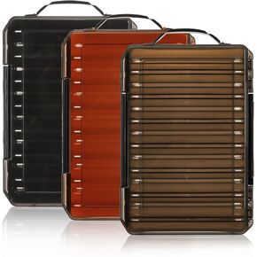 3 Pack Double Sided Fishing Tackle Boxes, 14 Compartments Fishing Lure Organizer with 2 Buckle, Plastic Clear Storage Case, Visible Hard Bait Container for Jewelry Beads Earring Hook(3 Color)