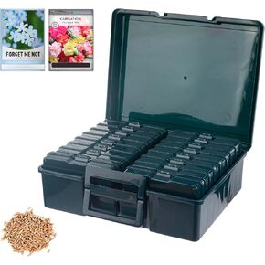 Dark Green Tool Box With 16 inner 4×6 inch small boxes, Portable tool storage box for fishing,Seed Packet Storing