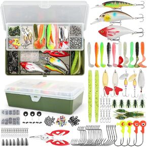 Fishing Lures, 236Pcs Tackle Box with Tackle Included, Crankbaits, Spoon, Hooks, Weights & Fishing Accessories, Fishing Bait Lure Gear Kit Gift for Men Bass Freshwater