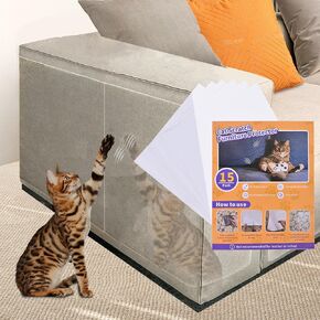 15Pack Cat Scratch Furniture Protector,Couch Protector from Cat Claws,Single Side Furniture Protectors from Cats Scratching,Cat Scratch Deterrent Furniture Protectors for Sofa,No Need for Pins