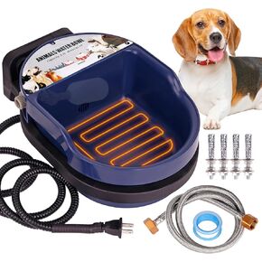 Automatic Heated Dog Water Bowl Outdoor Large Breed Auto Fill Heated Pet Cat Water Bowl with Float Valve Dog Water Dispenser Outside Pet Waterer for Dog Cat Chicken Goat Pig Horse Livestock