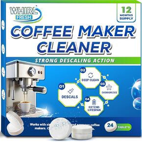 Coffee Machine Descaler Tablets – 24 Count, Coffee Maker Cleaner Tablets Compatible with All Major Brands Including Breville, Nespresso, Keurig, Ninja, Philips,Miele, Delonghi & more