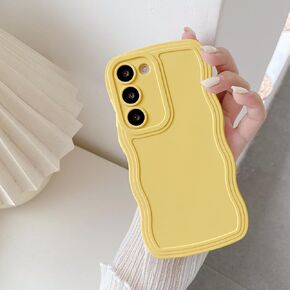 UEEBAI Wave Frame Case for Samsung Galaxy A15 4G/5G Phone Case,Cute Wave Frame Slim Fit Shockproof Phone Bumper Cover Soft Pretty Curly Wavy Case Anti-Scratch TPU Case -White