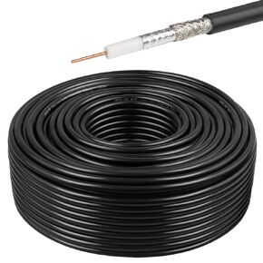XRDS -RF RG6 Dual Shield Cable 200FT, 18 AWG 75 Ohm Bare Copper Conductor RG6 Coaxial Cable (200feet, Black)