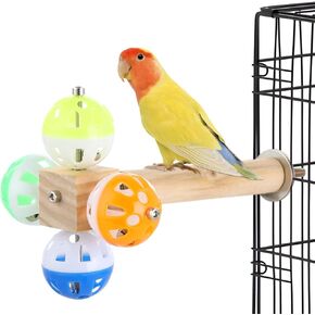 Large Bird Toy, Parrot Christmas Toy, Colorful Hanging Wooden Block Toy with Bells for Parrots, Christmas Tree Shape Safe Bird Chewing Toy Gift for Macaw, African Grey, Eclectus Parrot, Cockatoo