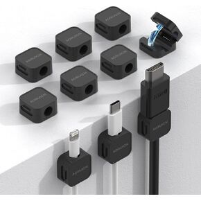 10 Pack Magnetic Cable Clips [Cable Smooth Adjustable] Cord Holder, Under Desk Cable Management, Adhesive Wire Holder Keeper Organizer for Home Office Desk Phone Car Wall Desktop Nightstand