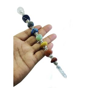 Asra Crystal 7 Chakra Healing Wand Metaphysical | Powerful Energy Balancing & Aura Cleansing Healing Stick, Spiritual, Reiki, Meditation, Yoga (Tumbled Wand, 7 Chakra)