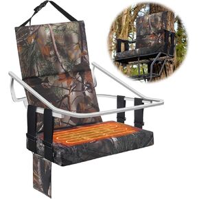 Shellwei Waterproof Tree Stand Seats for Hunting 3 Mode Adjustable Heated Cushion with Backrest Portable Replacement Heated Hunting Tree Seat Fit Climber Deer Tree Stands Power Bank Not Included