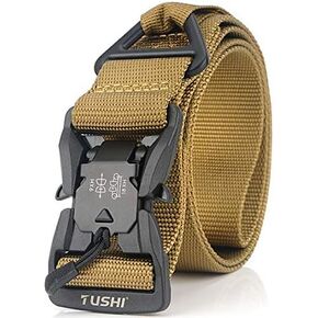 Tactical Belt，Men Military Belt-Nylon Rigger Belt Gift for Men,1.5" Nylon Web Duty Work Belt,with Magnetic Quick Release Buckle，Economical Packaging(Yellow)